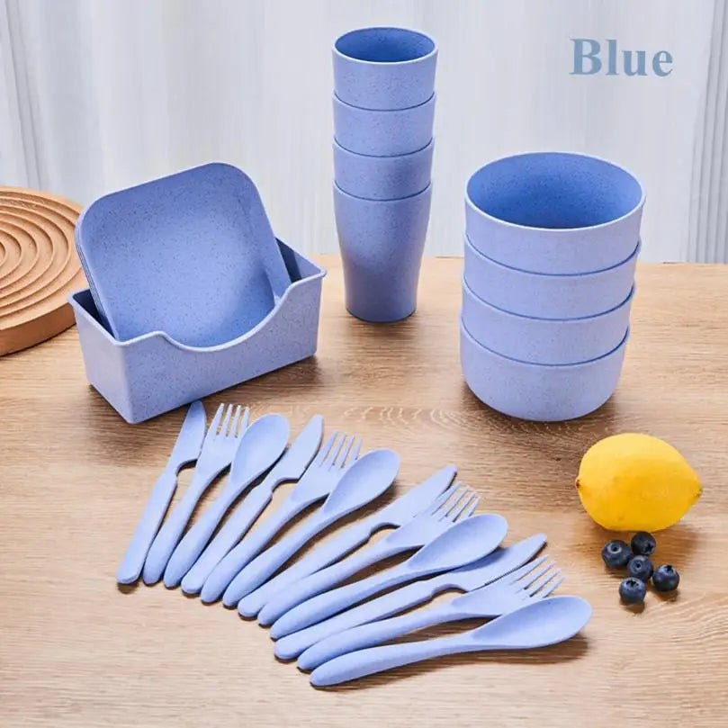 25pcs Value Pack Portable Travel Plastic Plates and Bowl Sets