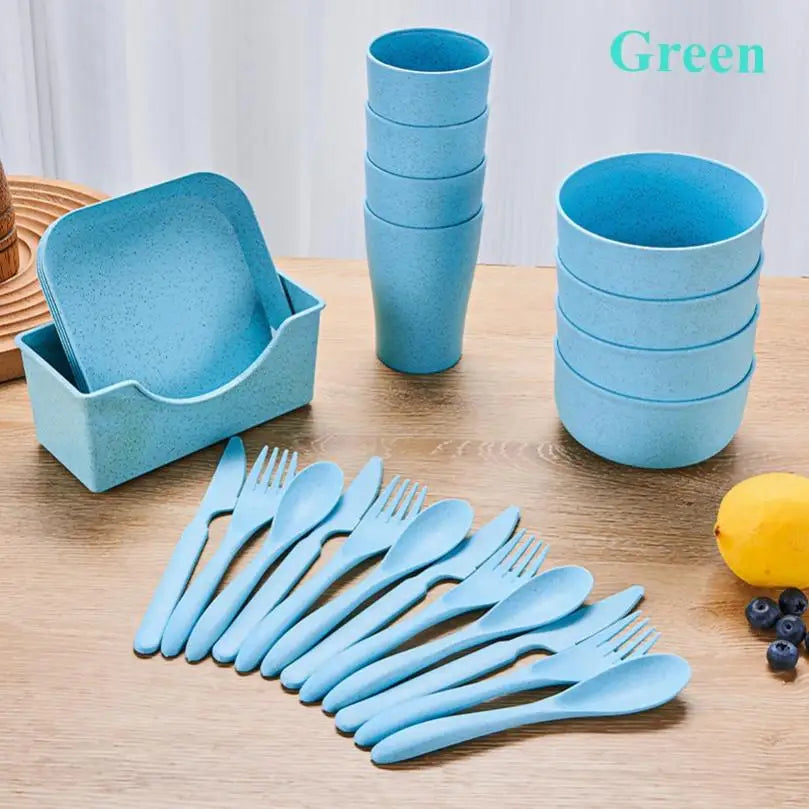 25pcs Value Pack Portable Travel Plastic Plates and Bowl Sets